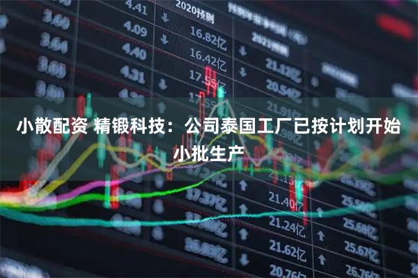 小散配资 精锻科技：公司泰国工厂已按计划开始小批生产