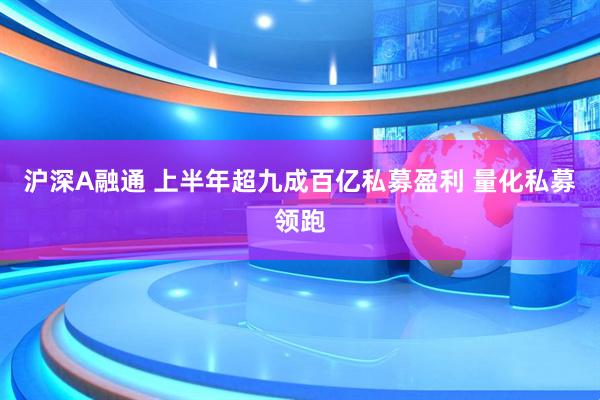 沪深A融通 上半年超九成百亿私募盈利 量化私募领跑